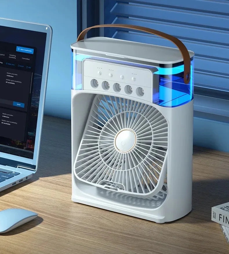 Refrigerador de Ar Ventilador Umidificador Portátil Com Led e Reservat
