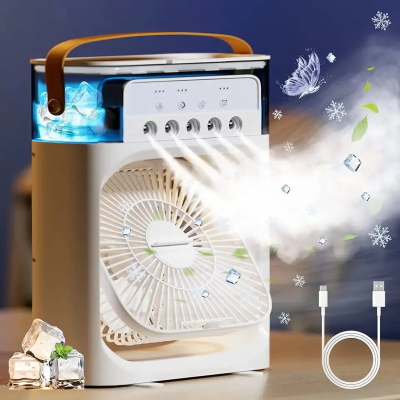 Refrigerador de Ar Ventilador Umidificador Portátil Com Led e Reservat